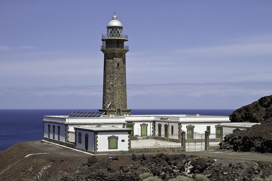 the Faro de Orchilla lighthouse on the black volcanic cliffs at El Hierro's westernmost point